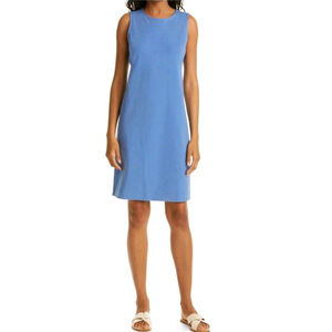 168$ Eileen Fisher Women's Organic Cotton Crew Neck Dress Blue Small Sleeveless.